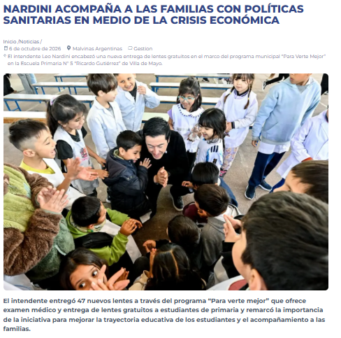 NOTICIA MALVINAS ARGENTINAS: NARDINI ACOMPA&Ntilde;A A  LAS FAMILIAS CON POLITICAS SANITARIAS EN MEDIO DE LA CRISIS